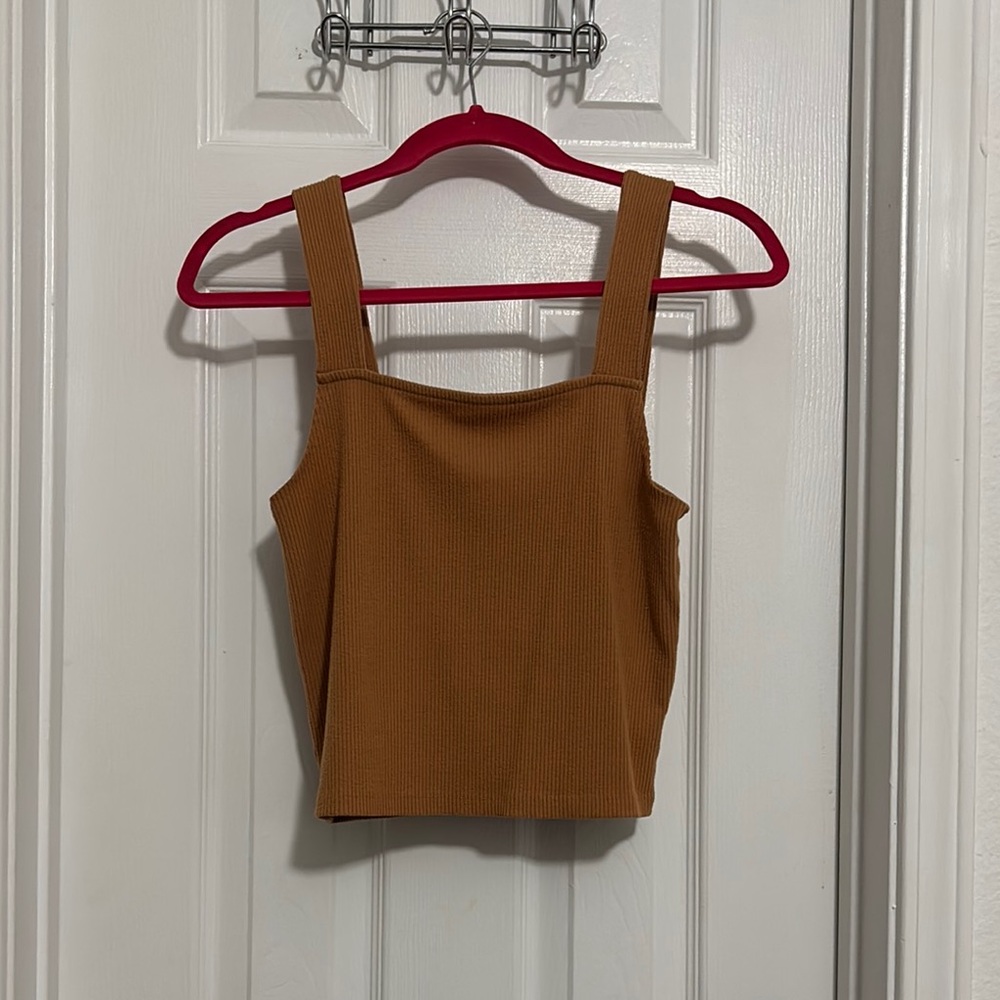 American Eagle Outfitters Brown Fitted Crop Tank Top